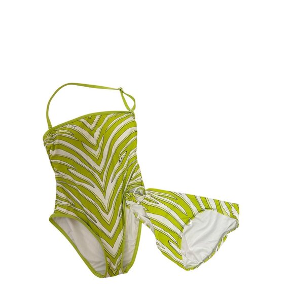 Michael Michael Kors Limeade  One-Piece Swimsuit With Side Tie Bikini Bottoms Sm - Picture 1 of 7
